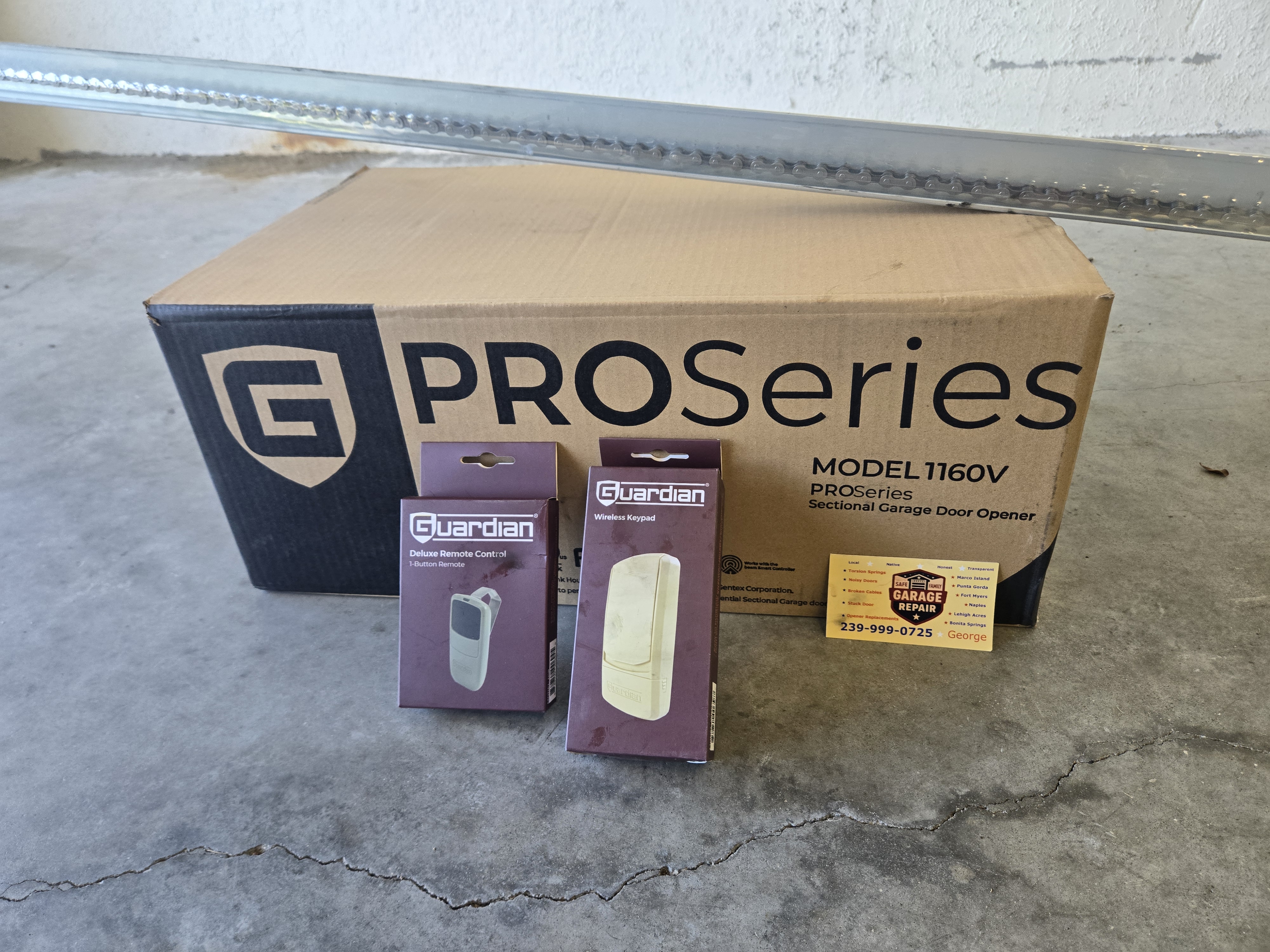 Garage door opener hardware and parts for service