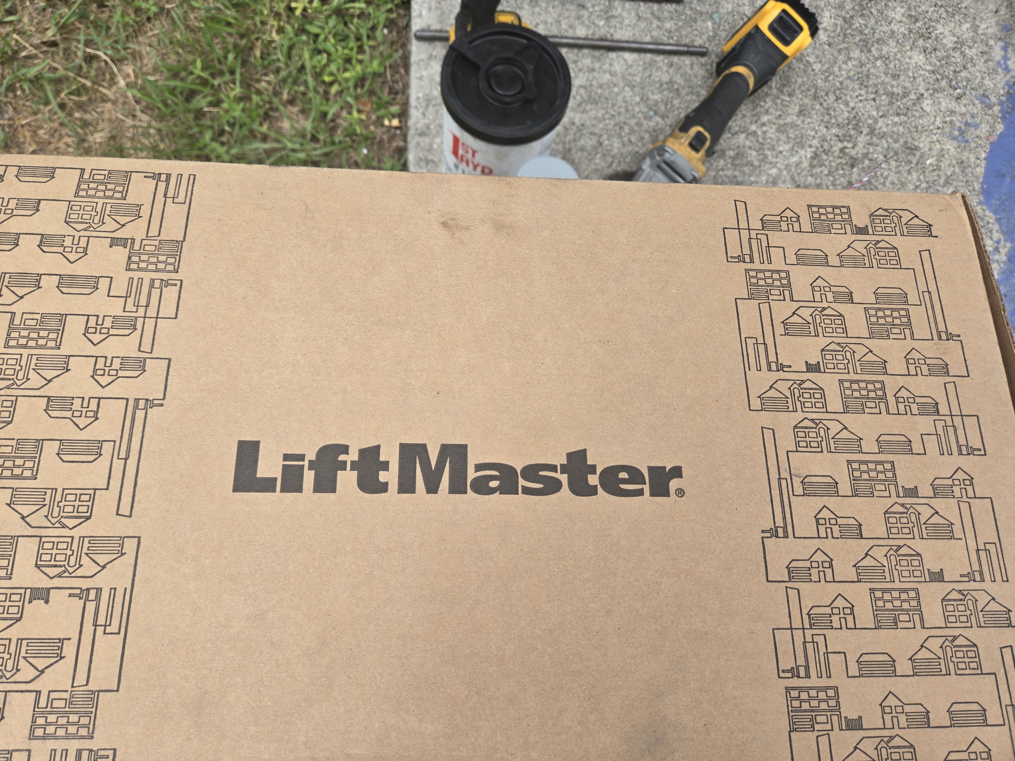 LiftMaster garage door opener equipment ready for installation